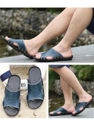 Mens Soft Leather Slide Sandal Fashion Outdoor Sports Sandals Men's Beach Shoes3