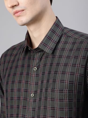 Image of Majestic Man Men's Pure Cotton Slim Fit Checkred Full Sleeve Classic Collar Everyday Formal Shirt