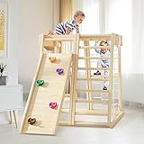Kids Indoor Playground Jungle Gym - Toddlers Wooden Climbing Toys Play Equipment, 7 in 1 Montessori...