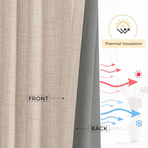 Inovaday Blackout Curtains, 1-Panel Linen Textured 100% Thermal Insulated Room Darkening Sun Blocking Drapes For Bedroom, Nursery thumb #4