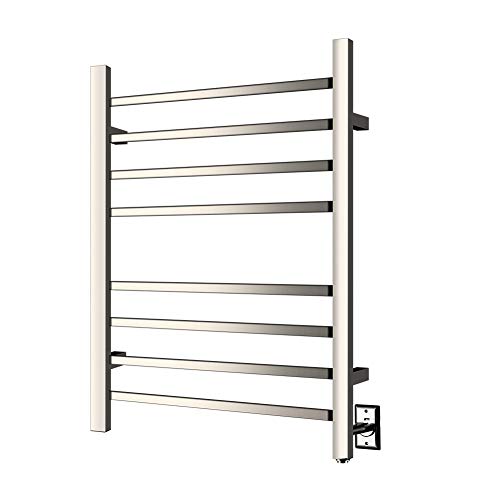 HEATGENE Hot Towel Warmer for Bath Heated Drying Rack 8 Square Bar Mirror