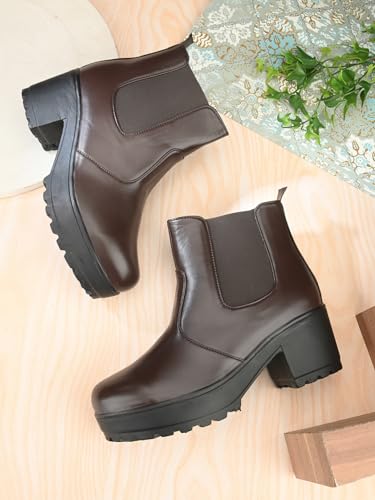 Image of XE Looks Attractive,Comfortable & Stylish Casual High Block Heel Boot For Women Ankle Length Design