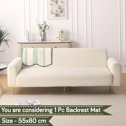 Image of HOKIPO Luxury Wavy Sofa Backrest Cover Mat 55x80 cm | Pack of 1 Anti Slip Backrest Mat, Pistachio Green (AR-6218-GRN)