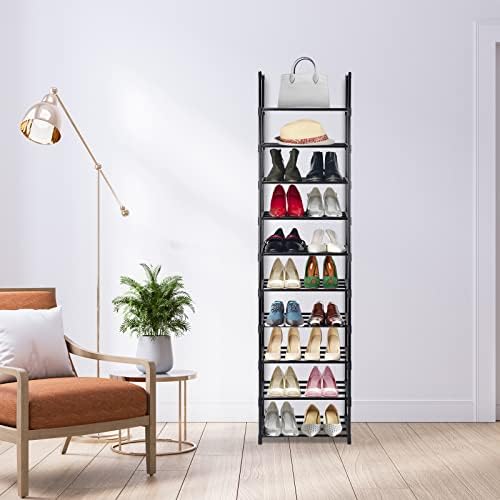 10 Tiers Vertical Shoe Rack, Narrow Shoe Rack, Free Standing Stackable Shoe Rack Organizer, Tall Shoe Rack Hold At Least 20 Pairs Shoe for Closet Bedroom Entryway