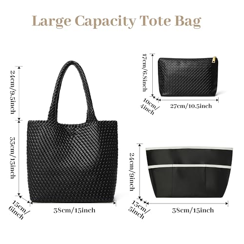 DAILANDO Fashion Woven Tote Bag for Women, Large Capacity Designer Shoulder Weave Hobo Purse