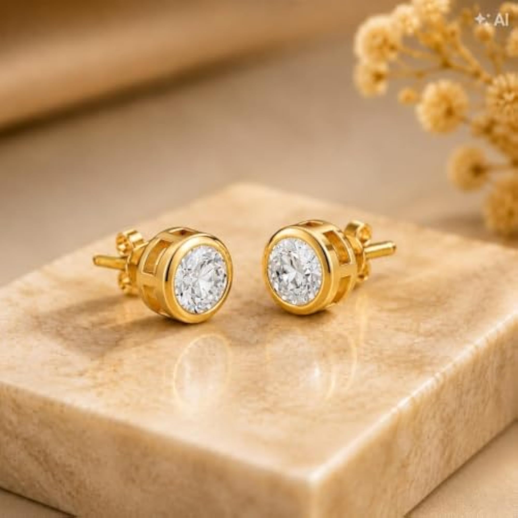 925 Sterling Silver Diamond Stud Earrings for Women