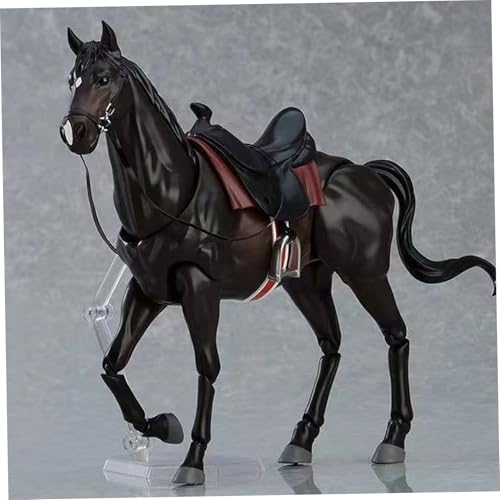 Estatua de caballo de 8 x 5 pulgadas articulada con silla de montar y cabestro negro 3