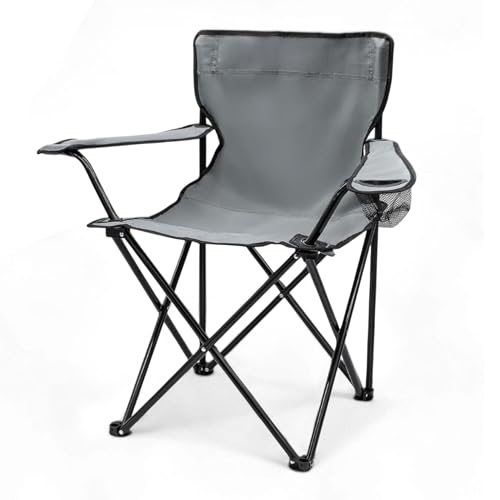 camping jardines del ocio superventas - En liquidación 8 Spetebo Silla plegable de camping con soporte para bebidas, color gris, silla de camping plegable con bolsa de transporte, silla plegable para...