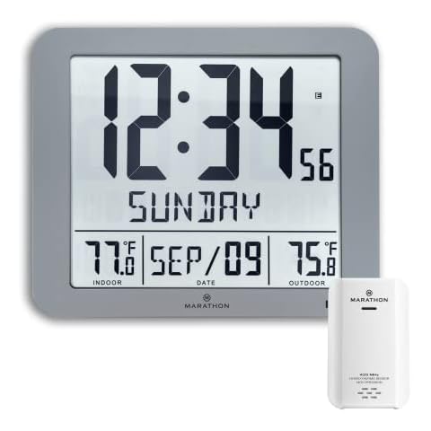 Reloj de pared atómico Marathon, pantalla grande, 10 pulgadas, temperatura interior/exterior Cover