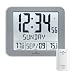 Marathon Slim Atomic Wall Clock with Indoor/Outdoor Temperature, Full Calendar and Large Display - Batteries Included - CL030027-FD-GG (Graphite Grey)