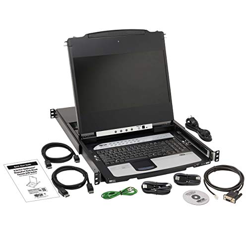 Image of Tripp Lite, NetDirector, 16-Port, DisplayPort, KVM, Switch, Console w / 17 in. LCD, IP Remote Access, Dual Rail, 1U Rack-Mount (B030-DP16-17DIP)