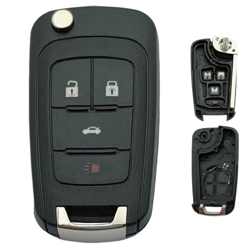 Replacement Key Fob Shell Case Fits for 2010-2019 Chevy Cruze Camaro Impala Equinox Malibu Sonic/GMC Terrain/Buick Lacrosse Regal Verano Encore Flip Key Pad Cover (4 Button-a)