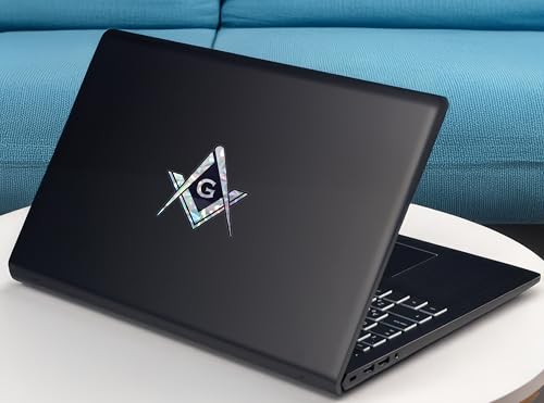Image of Elektroplate Mason G Square & Compass Silver Reflective Car Decal 3.1 inch | Premium Weatherproof Automotive Grade Metallic Masonic Sticker for Water Bottle, Laptop & More; Made in the USA