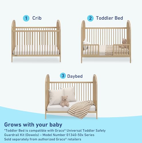 Image of Graco Olivia Convertible Crib and Graco Premium Foam Crib & Toddler Bed Mattress Bundle (Driftwood) - GREENGUARD Gold Certified, Standard Crib Mattress, Baby Crib Converts to Toddler Bed & Daybed