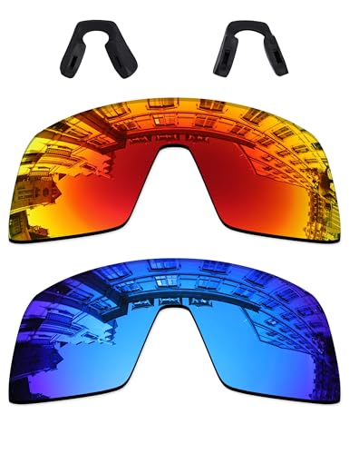 Image of 2 Pieces Lens Replacement for Oakley Sutro Sunglass OO9406 Fire Red & Ice Blue Polarized UV400 Protection Lenses