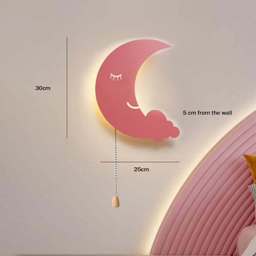 Aplique de pared LED infantil rosa regulable con mando y USB 6