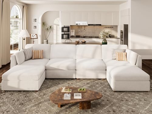 153 White U-Shaped Modular Sectional Sofa Set