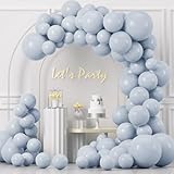 YAOWKY Light Blue Balloons Garland Arch Kit, 100PCS 18In 12In 10In 5In Pastel Blue Latex Balloons with Glue Dot Strip and Ribbon for Birthday Weddings Anniversary Graduation Party Decorations