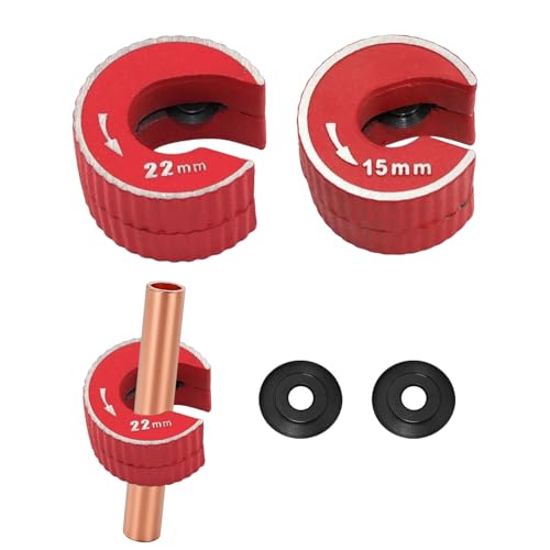 Pipe Cutter, Pipe Cutters Set 15mm and 22mm with Durable Aluminium Alloy Body with 2 Replacement Cutting Wheels, Copper Pipes Cutter for Plumbing and Heating Pipes