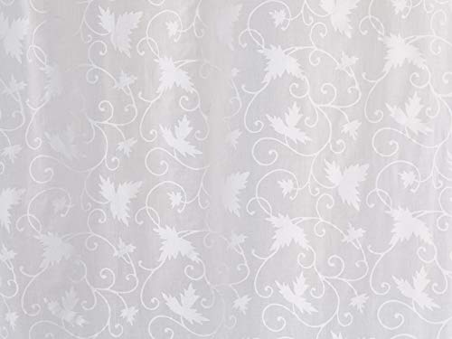 Saffron Marigold – Ivy Lace – White Country Cottage Inspired Hand Printed – Beaded Sheer Cotton Voile Window Valance Curtain – Rod Pocket – (46" X 17") #TOP1