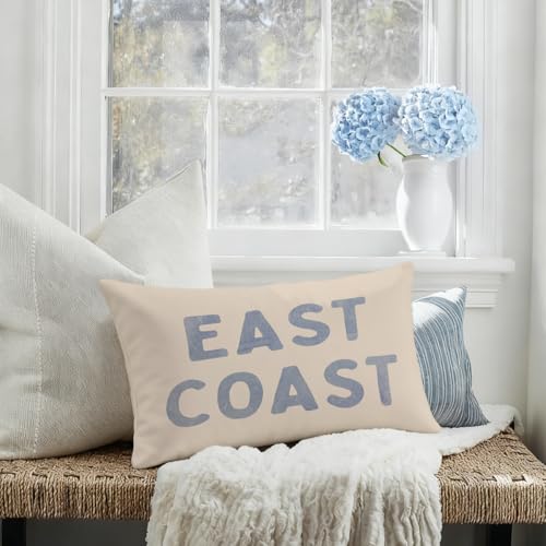 Wheatwin Coastal Decor, Blue Coastal Throw Pillow Cover 12x20, Coastal Room Decor, Blue Dorm Decor, Coastal Preppy Trendy Retro East Coast Coquette Decor for Girls Room College Sofa Couch - Image 3