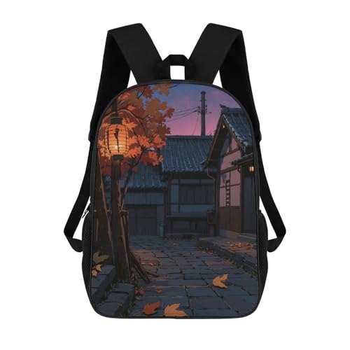 Sac à dos scolaire enfant 17 pouces imprimé 3D Lanterns Glow pour voyage et loisirs