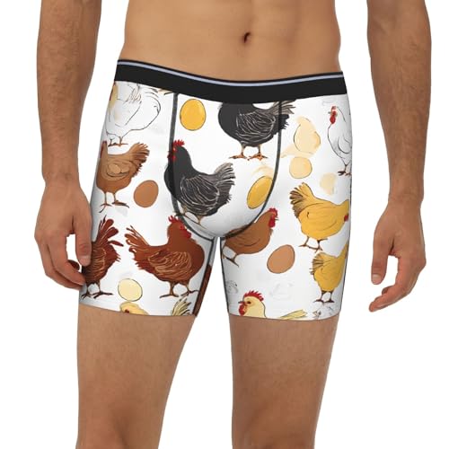 Chicken Pattern Men'S Long Leg Boxer Briefs Moisture Wicking Underwear, Comfort Fit, No Ride Up Daily Wear S-Xxl2