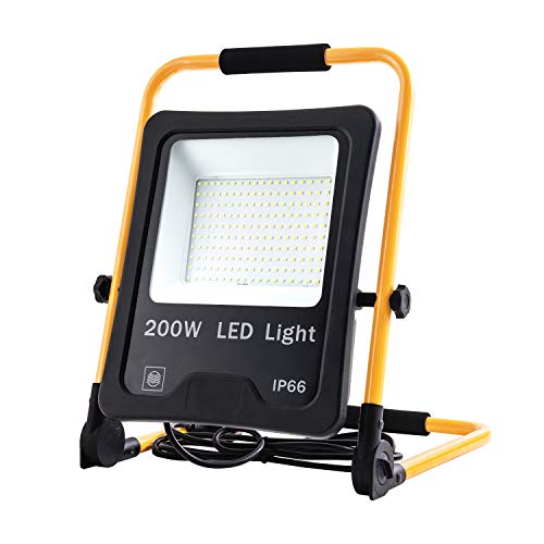 LZQ LED schijnwerper bouwspot draagbare 200W koel wit - incl. frame en handgreep - buitenlamp spot waterdicht IP66 schijnwerper schijnwerper licht voor tuin, garage