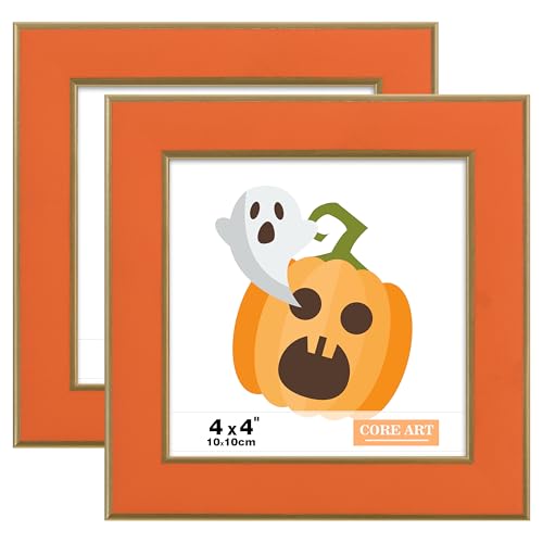 CORE ART 4x4 Orange Picture Frame, 2 Pack, HD Plexiglass