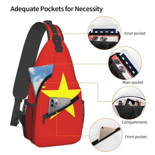 Bolso cruzado unisex con bandera de Vietnam resistente miniatura 4