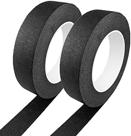 Zellykool Masking Tape 1 Inch, 2 Rolls Painter's Tape 1 Inch x 55 Yards, Painting Adhesive Tape for Painting, Home, Office, School Stationery, Arts, Crafts, Decoration (Black)