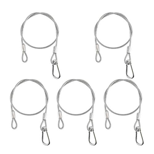 Lsqurel 5 Pack Stage Light Safety Cable Stainless Steel Security Wire for Lighting, Luggage, Garage Goor, Camera