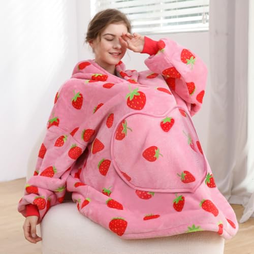 Dietersler Strawberry Sherpa Wearable Blanket Hoodie — view 5
