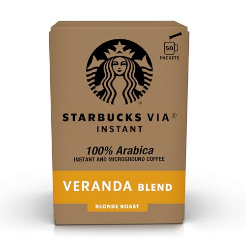 Starbucks VIA Instant Coffee, Light Roast Coffee, Veranda Blend, 100% Arabica, Single-Serve, 1 Box (50 Packets)