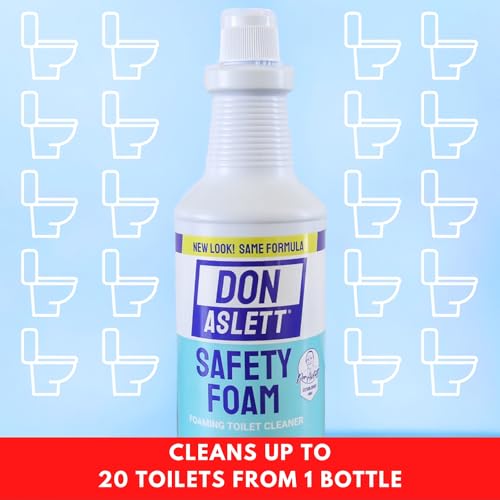 Image of Don Aslett Johnny Mop & Safety Foam Toilet Bowl Cleaner (Two 32 Oz Bottles) Set | Acidic Detergent and Deodorizer | 14 inch Handle to Easily Clean Toilet or Shower | Scratch Free Bowl Swab
