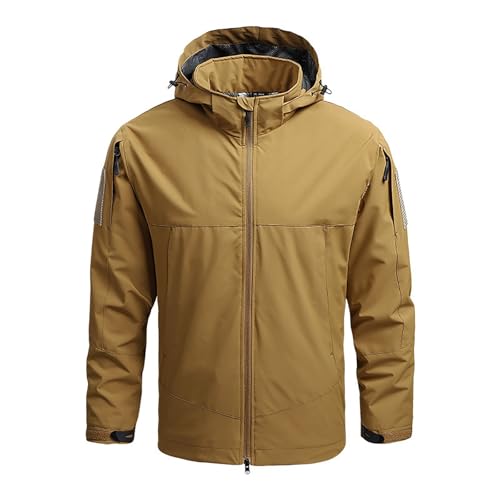 Generisch Chubasquero para hombre, impermeable, chaqueta de softshell, cortavientos, chaqueta de trabajo, chaqueta impermeable con capucha y cremallera, transpirable, chaqueta de montañismo, chaqueta