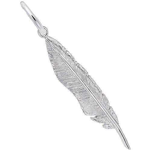Feather Charm in 14k White Gold, Charms for Bracelets and Necklaces