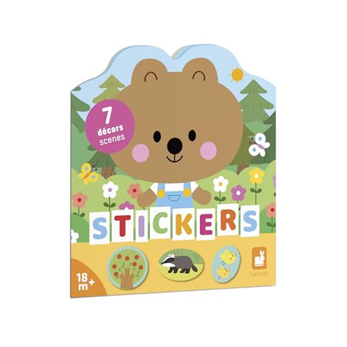 Janod Livro de 18 meses - tema a floresta-12 decorar-8 páginas de autocolantes - lazer criativo infantil - motor: fina e treino de concentração, 21 x 0,2 x 23 cm (JURATOYS J099 200 cm