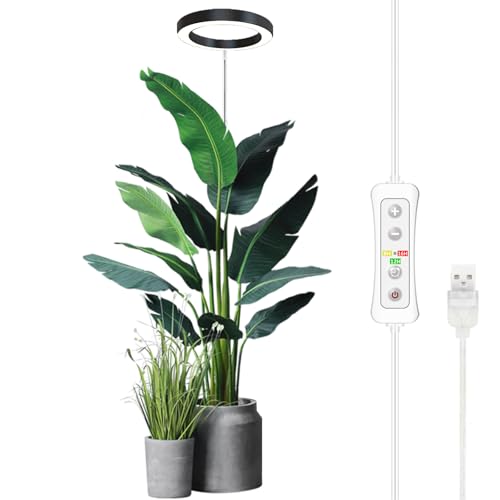 yadoker Plant Grow Light, LED Growing Light Full Spectrum for Indoor Plants,Height Adjustable, Automatic Timer, 5V Low Safe Voltage,Idea for Large Plant Light, 1 Pack