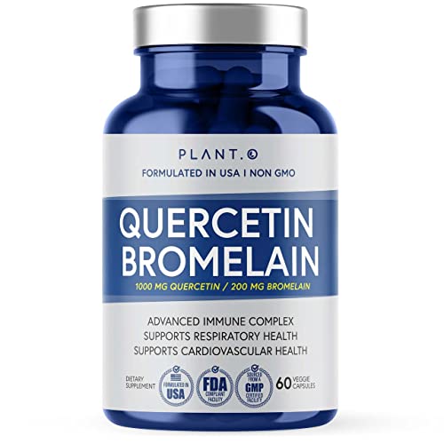 Plant.o Nutrition Quercetin With Bromelain Supplement ǀ Quercetin 1000Mg Bromelain 200Mg Per Serving ǀ Support Immune & Respiratory System, Joints, Bruising ǀAll Natural 60 Veg Caps #TOP20