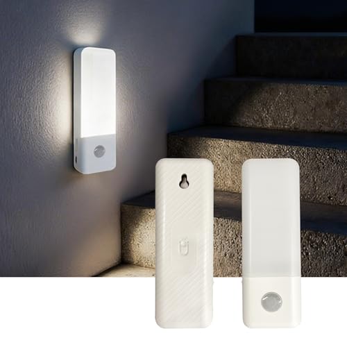LUME JAJA Rechargeable Motion Sensor Night Light, Magnetic Wireless Wall Lamp with 2 Modes for Stairs Closet Drawer, 6500K Cool White Battery Operated,2-Pack