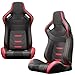 2 Pieces Universal Bucket Racing Seats, PVC Leather Bucket Seats with Dual Sliders, Reclinable Carbon Look for Driver and Passenger Side (Black G)