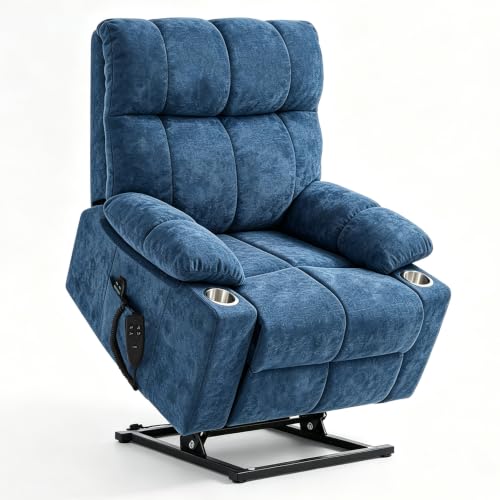 RHHVVR Oversized Power Lift Recliner Chair with Massage & Lumbar Heat, Blue
