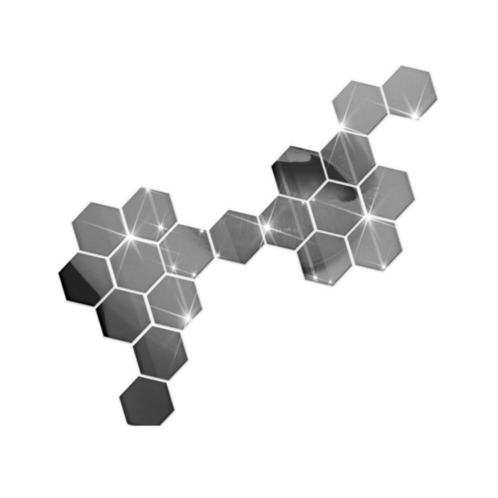 12 Pieces Hexagon Acrylic Mirror Wall Stickers Removable Acrylic Mirror Setting Hexagon Wall Stickers Decals for Home Living