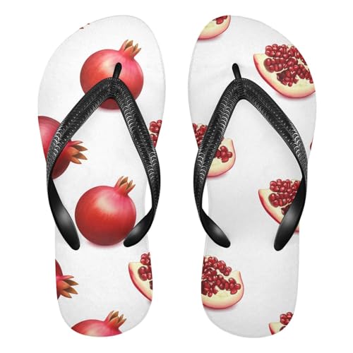 Pomegranate Fruits White Flip Flops for Beach Thong Sandals Anti-slip Lightweight Shower Shoes for House Indoor Outdoor
