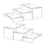 QuikSavor 6PCS Acrylic Display Risers, 12'' Large Acrylic Risers Display Stands,Tiered Shelves for Gemstone, Curio, Figurines, Collectibles and Home Deco