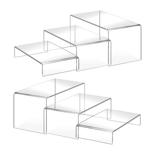 6PCS Acrylic Display Risers for Collectibles and Decor