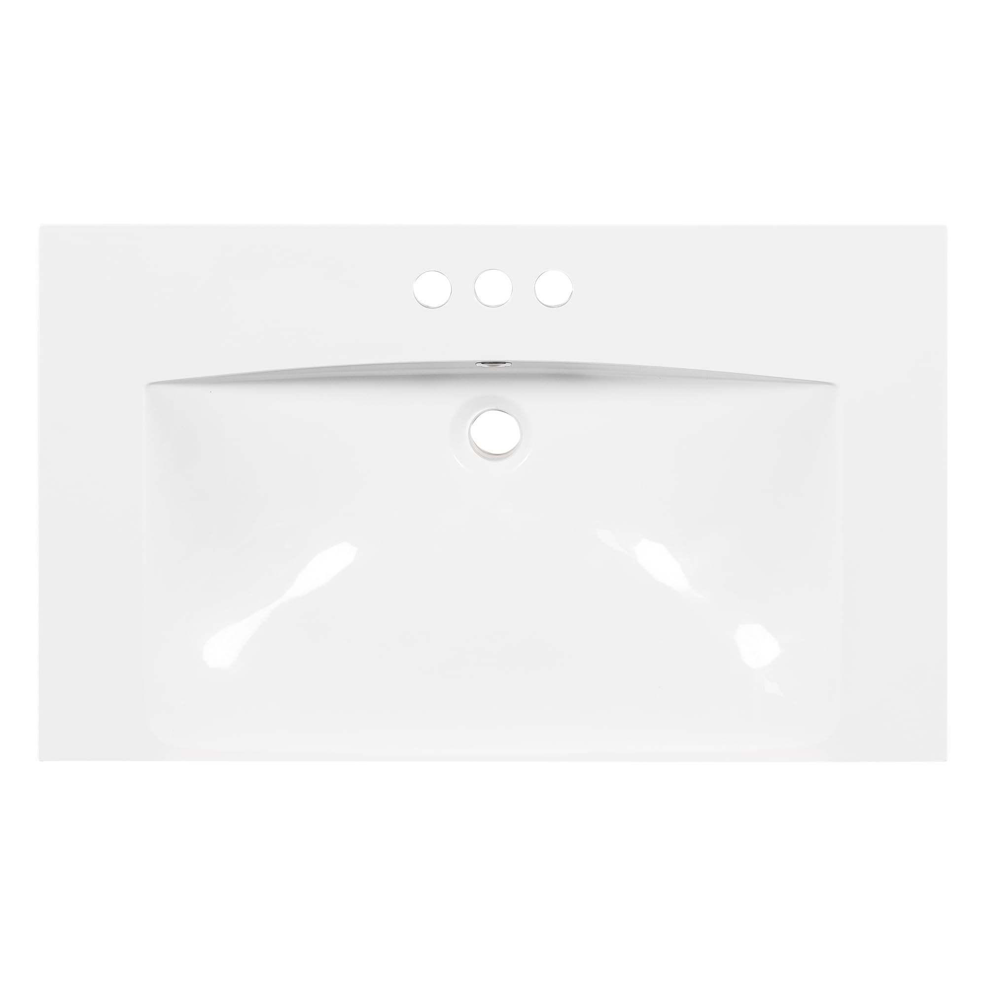 30x18" Rectangular 3 Hole Bathroom Sink – Embrace Serenity with a Clean, White Aesthetic - Perfect for Small Bathrooms