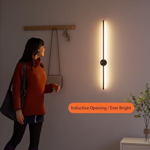 Apliques de pared LED regulables de 80cm con sensor de movimiento negro 3