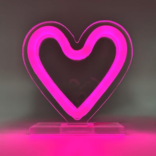 Premium Moments Corazón LED Decorativo Luz Neón Rosa con Peana ·